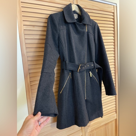 Michael Kors Zippered Wool Blend Coat - Picture 2 of 9